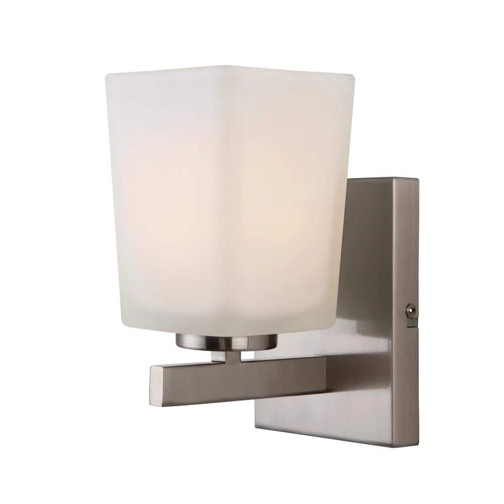 Hartley 1-Light Brushed Nickel Sconce by CANARM 1 Hartley 1-Light Brushed Nickel Sconce by CANARM