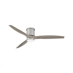 Hover Flush 60 in. Integrated LED Indoor/Outdoor Brushed Nickel Ceiling Fan with Wall Switch by HINKLEY