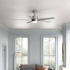 Tier 54 in. Integrated LED Indoor/Outdoor Brushed Nickel Ceiling Fan with Wall Switch by HINKLEY -HINKLEY || CANARM Shop brushed nickel hinkley ceiling fans with lights 902054fbn lwa 44 1000