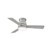Trey 44 in. Integrated LED Indoor/Outdoor Brushed Nickel Ceiling Fan with Wall Switch by HINKLEY