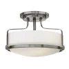 Harper 14.5 in. 3-Light Brushed Nickel Semi-Flush Mount by HINKLEY