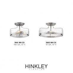 Harper 14.5 In. 3-Light Brushed Nickel with Clear Seedy Glass Semi-Flush Mount by HINKLEY 7 Harper 14.5 In. 3-Light Brushed Nickel with Clear Seedy Glass Semi-Flush Mount by HINKLEY -HINKLEY || CANARM Shop brushed nickel with clear seedy glass hinkley flush mount lights 3641bn cs 1f 1000