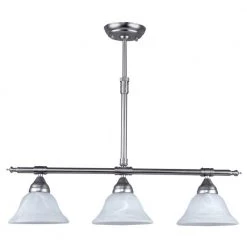 Athena 3-Light Brushed Pewter Pendant with Alabaster Glass Shades by CANARM