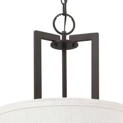 Hampton 3-Light Buckeye Bronze Shaded Mini Pendant With Off-White Linen Hardback Shade by HINKLEY -HINKLEY || CANARM Shop buckeye bronze hinkley pendant lights 3205kz 4f 1000