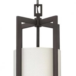 Hampton 1-Light Buckeye Bronze Shaded Mini Pendant With Off-White Linen Hardback Shade by HINKLEY -HINKLEY || CANARM Shop buckeye bronze hinkley pendant lights 3217kz 4f 1000