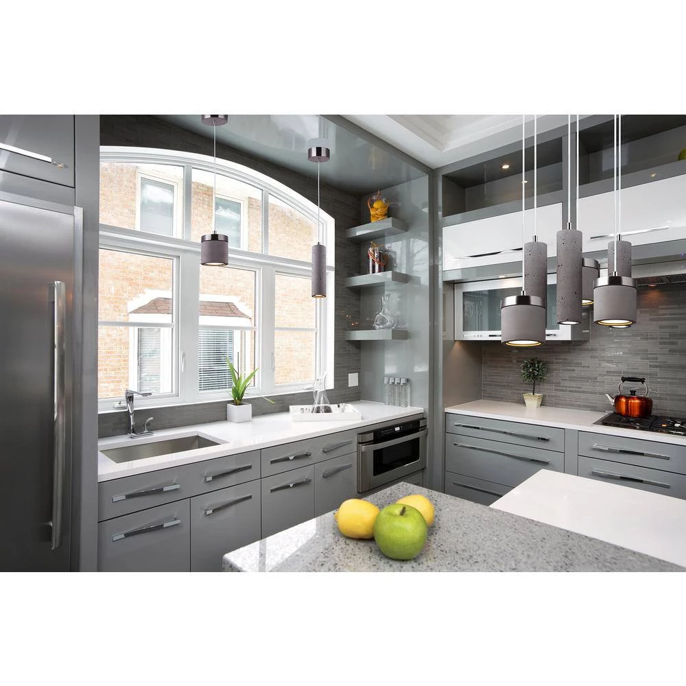 Cohen 8-Watt Integrated LED Cement and Brushed Nickel Pendant by CANARM 2 Cohen 8-Watt Integrated LED Cement and Brushed Nickel Pendant by CANARM - Image 2