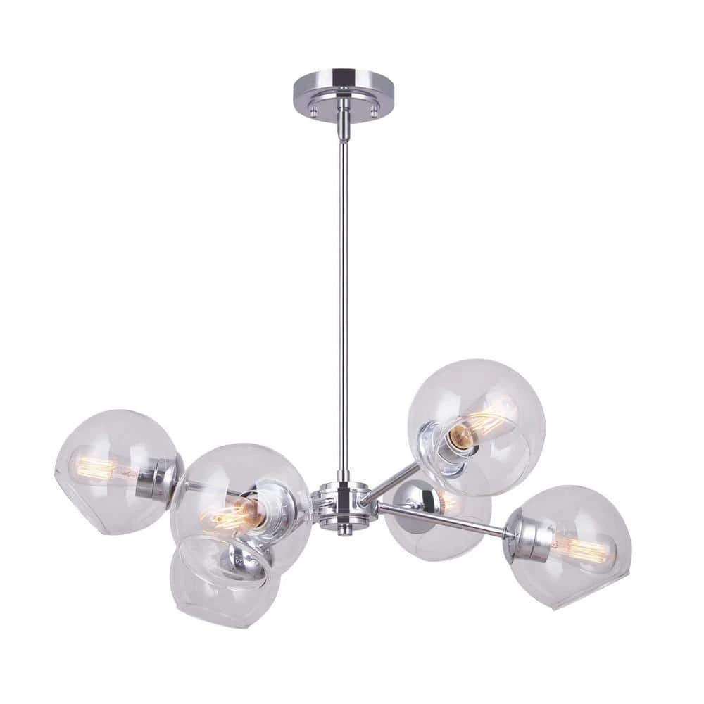 Cambry 6-Light Chrome Chandelier with Clear Glass Shades by CANARM 1 Cambry 6-Light Chrome Chandelier with Clear Glass Shades by CANARM