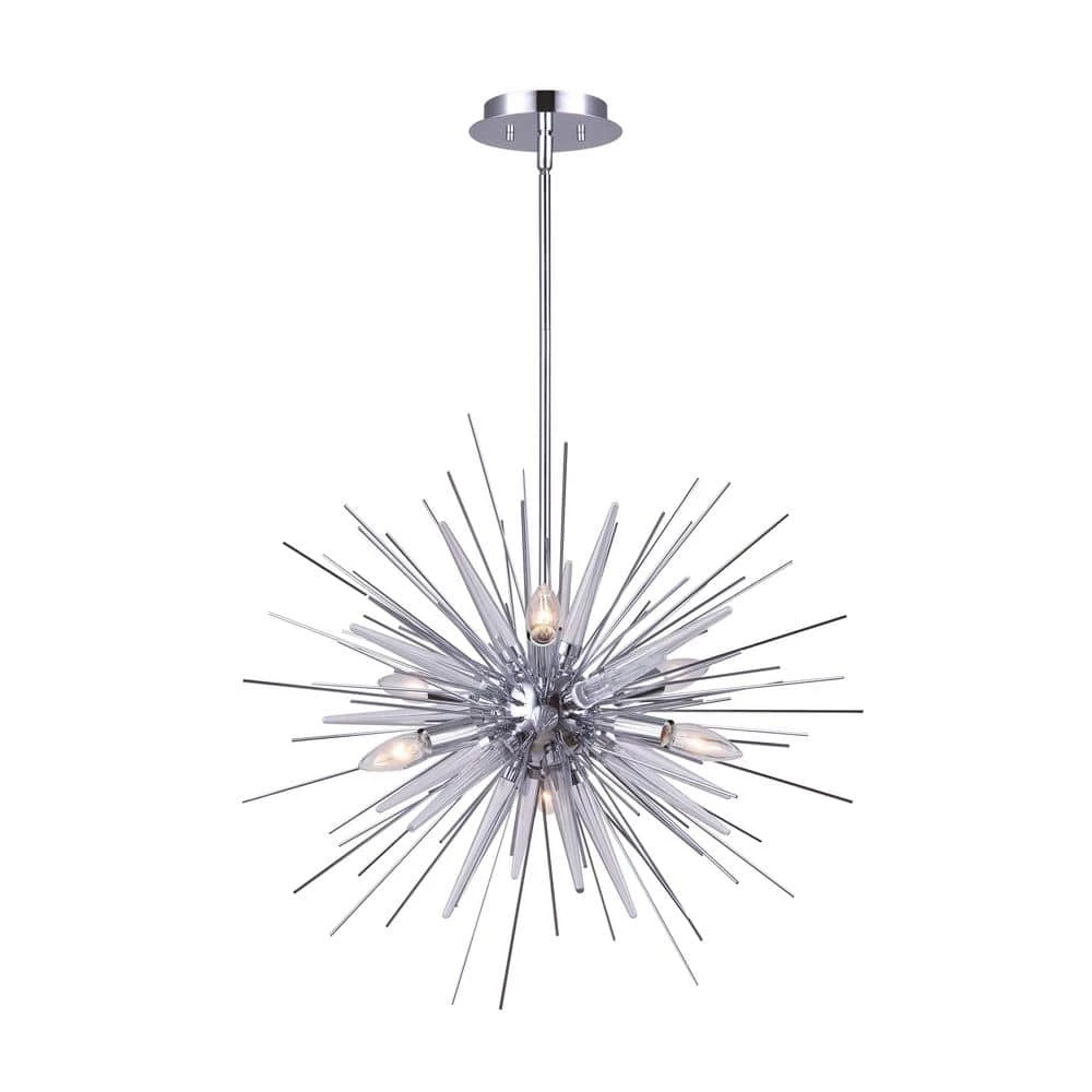 Neva 6-Light Chrome Chandelier with Acrylic by CANARM 1 Neva 6-Light Chrome Chandelier with Acrylic by CANARM