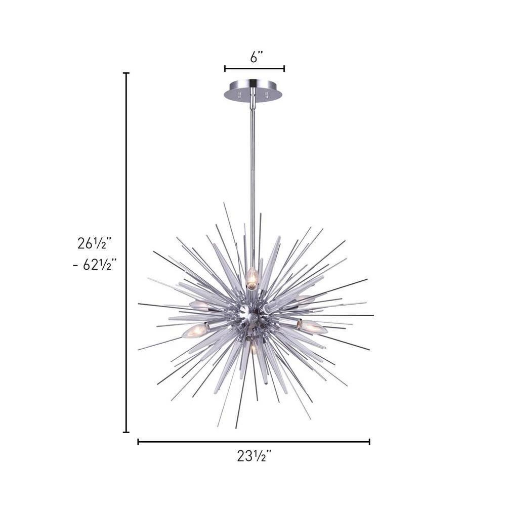 Neva 6-Light Chrome Chandelier with Acrylic by CANARM 2 Neva 6-Light Chrome Chandelier with Acrylic by CANARM - Image 2