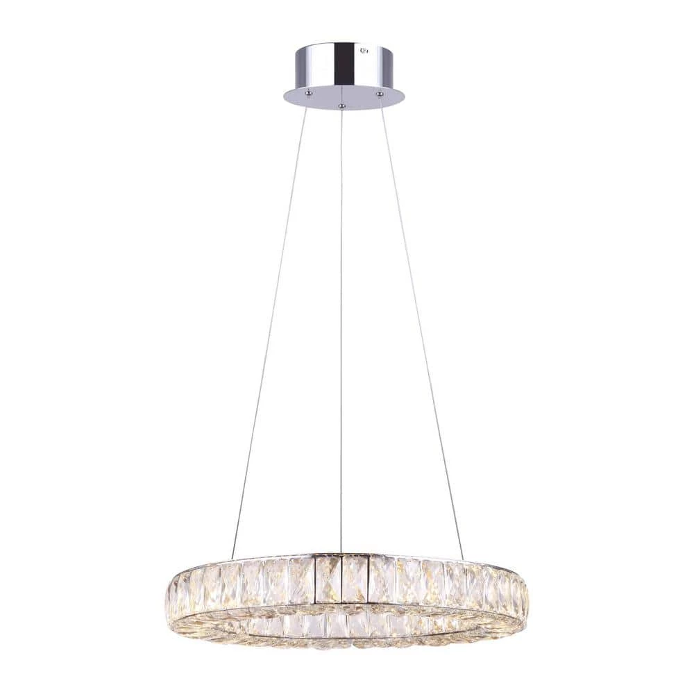Ellie 25-Watt Integrated LED Chrome Chandelier with Crystals by CANARM 1 Ellie 25-Watt Integrated LED Chrome Chandelier with Crystals by CANARM
