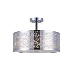 PIERA 3-Light Chrome Semi-Flush Mount Light with Glass Diffuser by CANARM