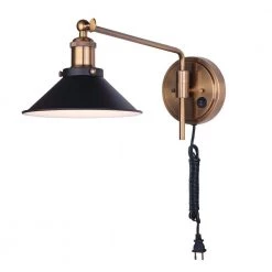 Tally 1-Light Gold and Matte Black Swing Arm Light by CANARM