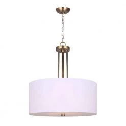 River 3-Light Gold Chandelier with White Fabric Shade and Frosted Glass Diffuser by CANARM