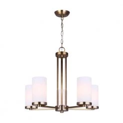 River 5-Light Gold Chandelier with Opal Glass Shades by CANARM