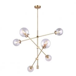 Kalani 6-Light Gold Sputnik Chandelier with Clear Glass Shades by CANARM