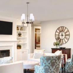 Von 5-Light Gold Chandelier with White Fabric Shades by CANARM 6 Von 5-Light Gold Chandelier with White Fabric Shades by CANARM -HINKLEY || CANARM Shop gold canarm chandeliers ich774b05gd 4f 1000