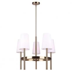 Von 5-Light Gold Chandelier with White Fabric Shades by CANARM
