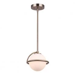 Cosima 1-Light Gold Pendant with Opal Glass Shade by CANARM