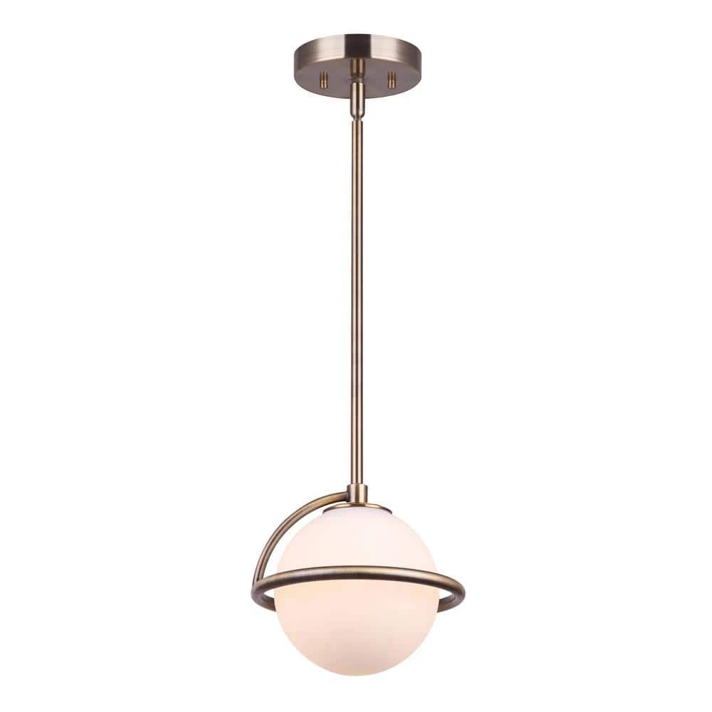 Cosima 1-Light Gold Pendant with Opal Glass Shade by CANARM 1 Cosima 1-Light Gold Pendant with Opal Glass Shade by CANARM