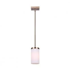 River 1-Light Gold Pendant with Opal Glass Shade by CANARM