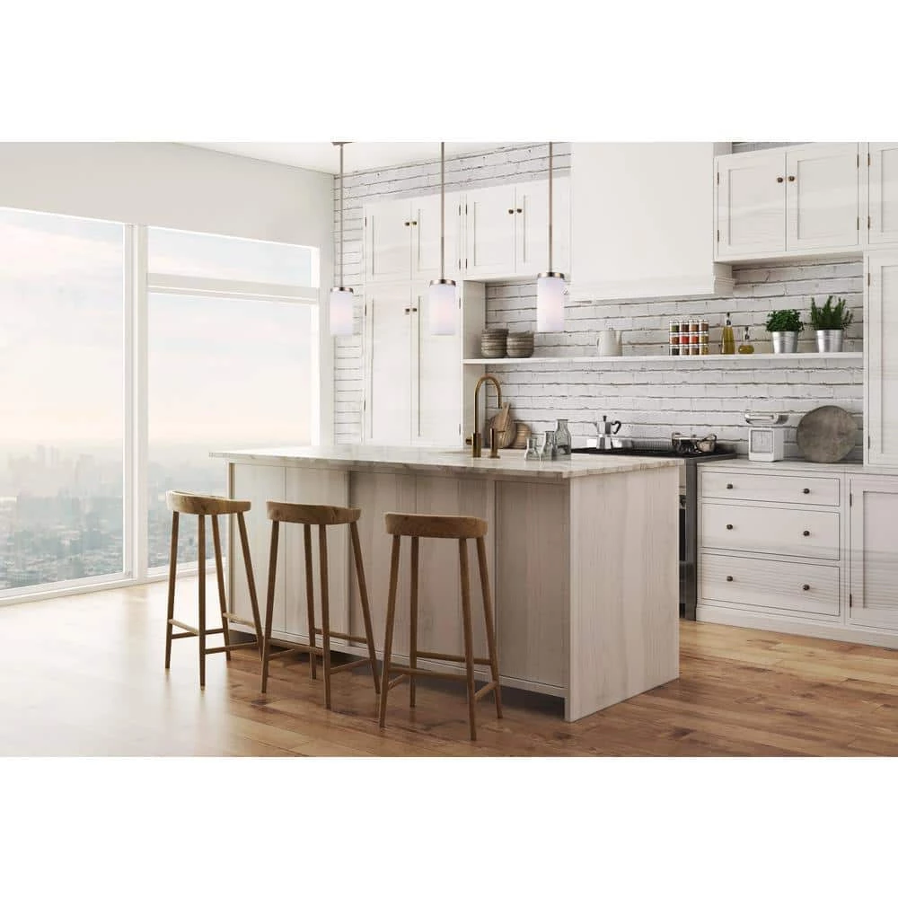 River 1-Light Gold Pendant with Opal Glass Shade by CANARM 2 River 1-Light Gold Pendant with Opal Glass Shade by CANARM - Image 2