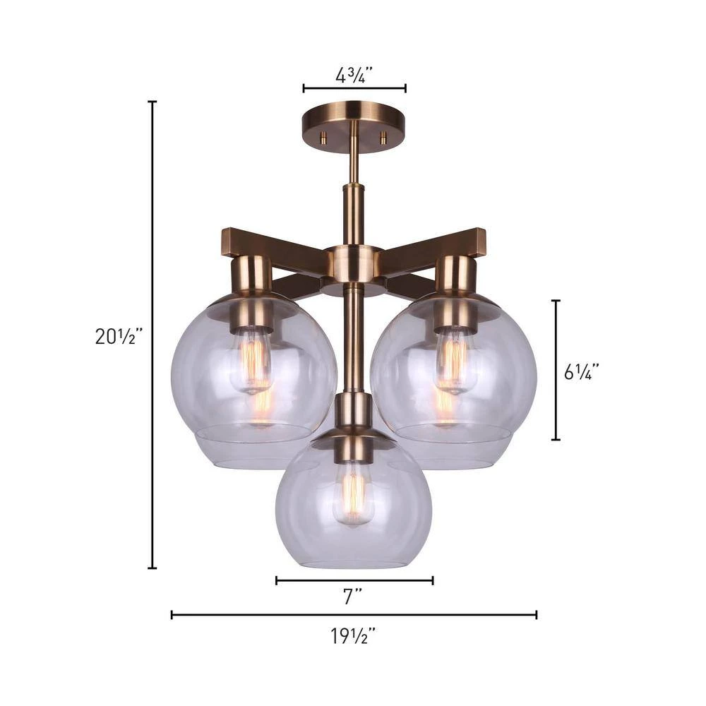 Landry 19.5 in. 5-Light Gold Semi-Flush Mount by CANARM 2 Landry 19.5 in. 5-Light Gold Semi-Flush Mount by CANARM - Image 2