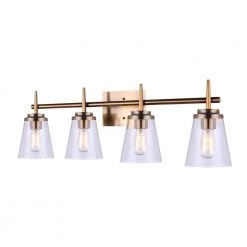 Perla 32.25 in. 4-Light Gold Vanity Light with Clear Glass Shade by CANARM