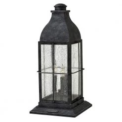 Bingham 21.25 in. 3-Light Greystone Low Voltage Outdoor Pier Mount Light by HINKLEY