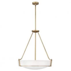 Hathaway 75-Watt Integrated LED Heritage Brass Shaded Pendant by HINKLEY