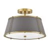Clarke 15 in. 2-Light Lacquered Dark Brass Semi-Flush Mount with Metal Shade by HINKLEY