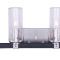 Cedar 32 in. 4-Light Matte Black and Brushed Nickel Vanity Light with Seeded Glass Shades by CANARM -HINKLEY || CANARM Shop matte black and brushed nickel canarm vanity lighting ivl762a04bkn 1f 1000