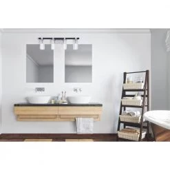 Cedar 32 in. 4-Light Matte Black and Brushed Nickel Vanity Light with Seeded Glass Shades by CANARM -HINKLEY || CANARM Shop matte black and brushed nickel canarm vanity lighting ivl762a04bkn 31 1000