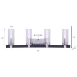 Cedar 32 in. 4-Light Matte Black and Brushed Nickel Vanity Light with Seeded Glass Shades by CANARM -HINKLEY || CANARM Shop matte black and brushed nickel canarm vanity lighting ivl762a04bkn 4f 1000