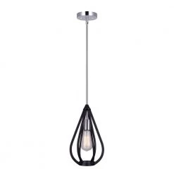 Frankie 1-Light Matte Black and Chrome Pendant by CANARM