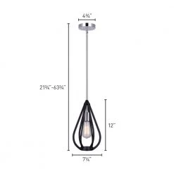 Frankie 1-Light Matte Black and Chrome Pendant by CANARM -HINKLEY || CANARM Shop matte black and chrome canarm chandeliers ipl641b01bkc c3 1000