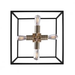 Zelda 4-Light Matte Black and Gold Square Chandelier by CANARM -HINKLEY || CANARM Shop matte black and gold canarm chandeliers ich2012b04bkg15 1d 1000