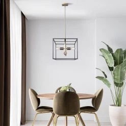 Zelda 4-Light Matte Black and Gold Square Chandelier by CANARM -HINKLEY || CANARM Shop matte black and gold canarm chandeliers ich2012b04bkg15 31 1000