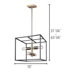 Zelda 4-Light Matte Black and Gold Square Chandelier by CANARM -HINKLEY || CANARM Shop matte black and gold canarm chandeliers ich2012b04bkg15 4f 1000