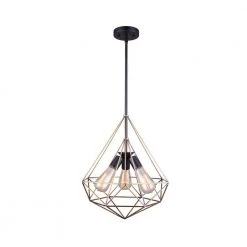 Greer 3-Light Matte Black and Gold Pendant by CANARM