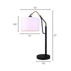 Winston 27 in. Matte Black and Gold Indoor Table Lamp with White Fabric Shade by CANARM -HINKLEY || CANARM Shop matte black and gold canarm table lamps itl1024a27bkg 4f 1000