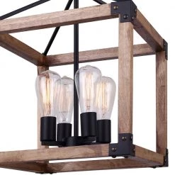 Moss 4-Light Matte Black and Real Wood Chandelier by CANARM -HINKLEY || CANARM Shop matte black and real wood canarm chandeliers ich756a04bkw14 1f 1000