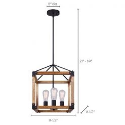 Moss 4-Light Matte Black and Real Wood Chandelier by CANARM -HINKLEY || CANARM Shop matte black and real wood canarm chandeliers ich756a04bkw14 4f 1000