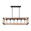 Moss 6-Light Matte Black and Real Wood Chandelier by CANARM