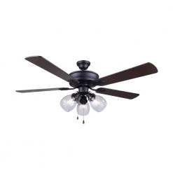 Carson 52 in. Indoor Matte Black Dual Mount Ceiling Fan with Light Kit by CANARM
