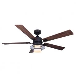 Dallas 52 in. Integrated LED Indoor Matte Black Dual Mount Ceiling Fan with Light Kit and Remote Control by CANARM