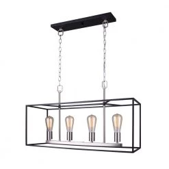Roy 4-Light Matte Black and Brushed Nickel Chandelier by CANARM