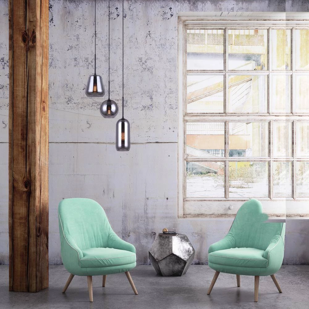 Daffin 3-Light Matte Black Pendant with Smoked Glass Shades by CANARM 4 Daffin 3-Light Matte Black Pendant with Smoked Glass Shades by CANARM - Image 4