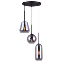 Daffin 3-Light Matte Black Pendant with Smoked Glass Shades by CANARM