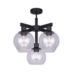 Landry 19.5 in. 5-Light Matte Black Semi-Flush Mount by CANARM