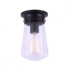 Korber 1-Light Matte Black Outdoor Flush Mount Light by CANARM